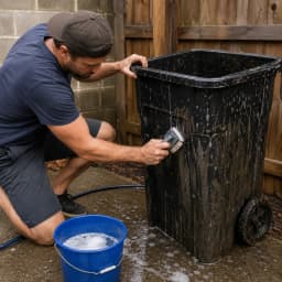 Washing the Trash Can